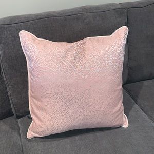 Beautiful filigree metallic light pink throw pillow